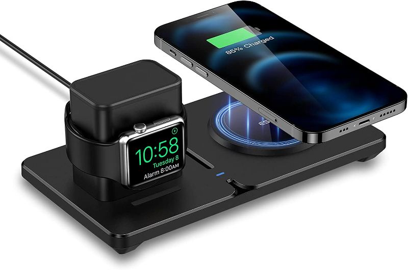 Photo 1 of ESR HaloLock 2-in-1 Magnetic Wireless Charger with iWatch Charger Stand, MagSafe-Compatible Charger for iPhone 13/13 mini/13 Pro Max/12/AirPods Pro/2, for iWatch 5/4/3, iWatch Cable Not Included