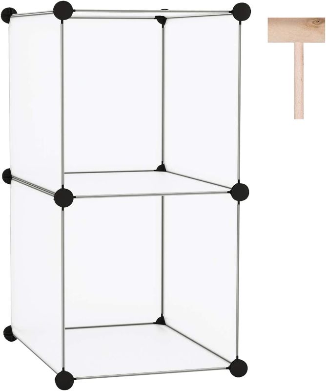 Photo 1 of C&AHOME Cube Storage, 2-Cube Organizer Units, Plastic Closet Storage Shelves, DIY Book Shelf, Modular Bookcase, Cabinet Ideal for Bedroom, Living Room, Home Office, 12.4" L x 12.4" W x 24.8" H White