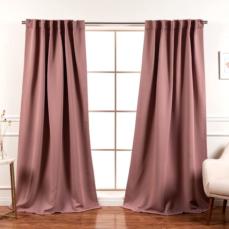 Photo 1 of Best Home Fashion Premium Blackout Curtain Panels - Solid Thermal Insulated Window Treatment Blackout Drapes for Bedroom - Back Tab & Rod Pocket – Mauve - 52" W x 84" L - (Set of 2 Panels)