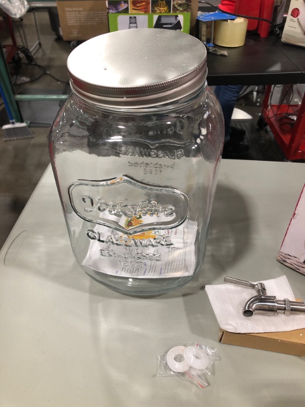 Photo 1 of 2-Gallon Glass Beverage Dispenser with 18/8–Stainless Steel Spigot - 100%Leakproof - Wide Mouth Easy Filling - Drink Dispenser Beverage For Outdoors, Parties, and Daily Use