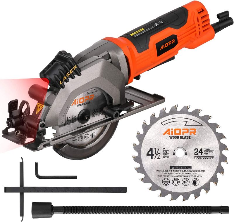 Photo 1 of AIOPR 5.8Amp 3500RPM Mini Circular Saw Compact Saw with 4-1/2" 24T TCT Blade (76602)