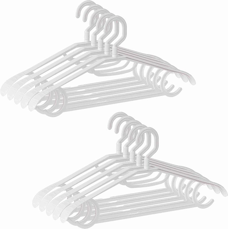 Photo 1 of Plastic Clothes Hangers,10 Pack No Shoulder Bumps Suit Hangers Ultra Widen 360 Degree Swivel Heavy Duty Hook Durable Hangers for Sweaters,Coat,Jackets,Pants,Shirts,Dresses,White