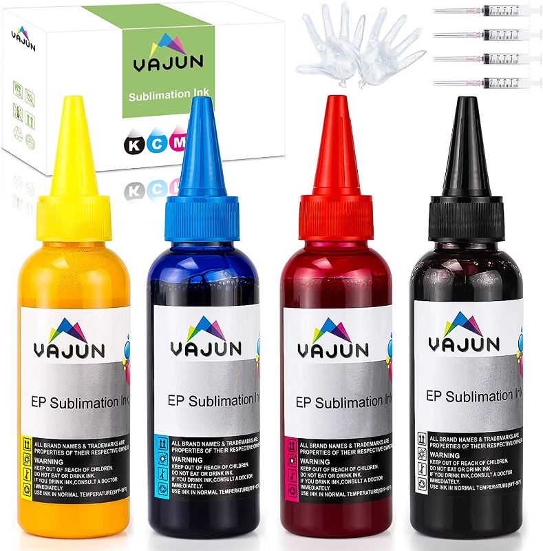 Photo 1 of VAJUN 400ml Sublimation Ink for Epson C88 C88+ WF7710 WF7720 WF7110 WF7210 ET2720 ET2750 ET4700 Inkjet Printers Heat Press Transfer on Mugs, Plates, Polyester Shirts, Phone Cases etc 