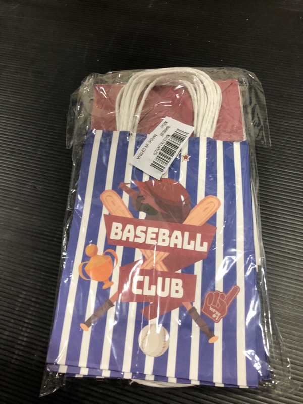 Photo 2 of 12 Pcs Baseball Snack Goodie Bags with Handle for Kids, Baseball Treat Gift Candy Bag Baseball Themed Party Favor Bags for Team Boys Girls Adults Baseball Birthday Party Supplies Decorations 