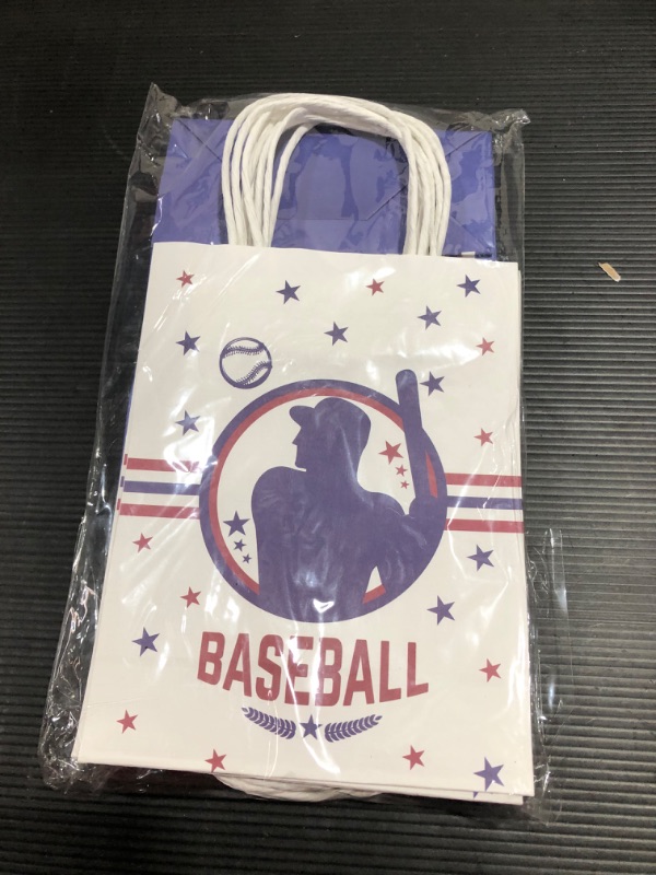 Photo 3 of 12 Pcs Baseball Snack Goodie Bags with Handle for Kids, Baseball Treat Gift Candy Bag Baseball Themed Party Favor Bags for Team Boys Girls Adults Baseball Birthday Party Supplies Decorations 
