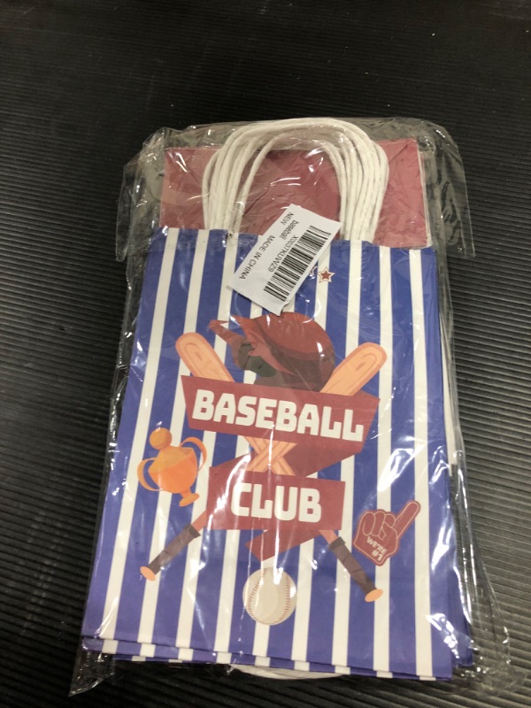 Photo 2 of 12 Pcs Baseball Snack Goodie Bags with Handle for Kids, Baseball Treat Gift Candy Bag Baseball Themed Party Favor Bags for Team Boys Girls Adults Baseball Birthday Party Supplies Decorations