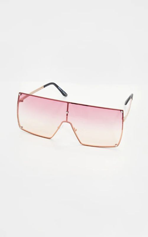 Photo 1 of PINK LENS OMBRE OVERSIZED SQUARE FRAME SUNGLASSES