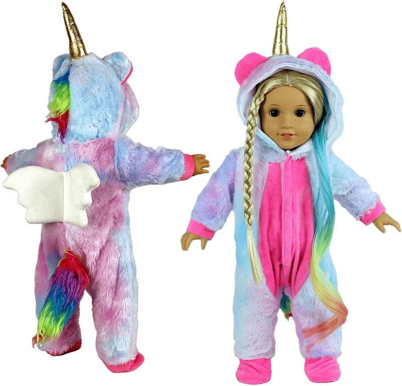 Photo 1 of Fairy Wings Cute 18 inch Doll Clothes and Accessories Unicorn Doll Costume Onesie Pajamas Suitable for 18 inch American Girl Doll (Purple Color) 