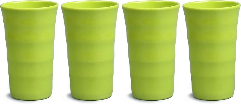 Photo 1 of 13.5oz/400ml Melamine Tumbler Cups Set of 4. Reusable,Dishwasher Safe,Stackable, BPA-free. Drinking Plastic Cups for Kids,Adults.Healthy Drinkware for Indoor Outdoor Use. (Green) 