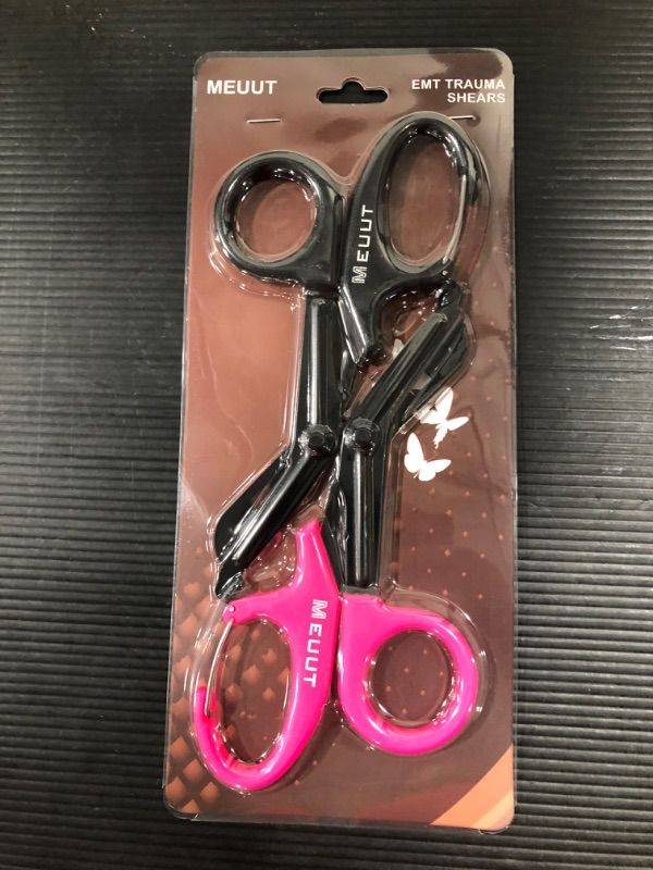 Photo 1 of 2 Packs Medical Scissors with Carabiner - 7.5" Bandage Scissors Trauma Shears, Fluoride Coated Non-stick Blades Stainless Steel EMT Shears for Doctor, Nurses, Nursing Students, EMT, EMS