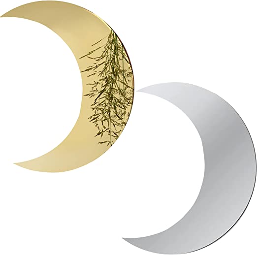 Photo 1 of ZOOFOX 2 Pack Crescent Moon Mirror, Boho Chic Wall Decorative Mirror for Urban Home Living Room Bedroom ( Acrylic )
