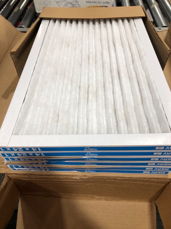 Photo 2 of Aerostar 14x24x1 MERV 8 Pleated Air Filter, AC Furnace Air Filter, 4 Pack (Actual Size: 13 3/4"x23 3/4"x3/4")
