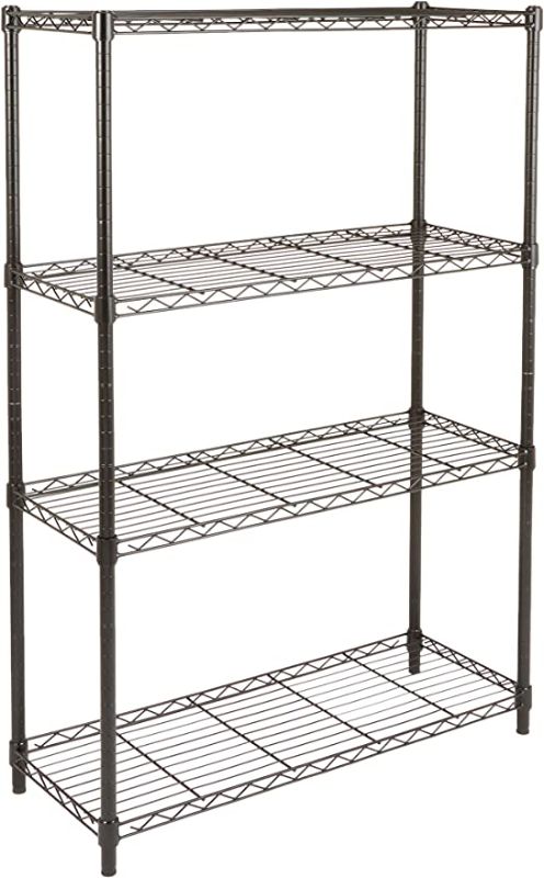 Photo 1 of Amazon Basics 4-Shelf Adjustable, Heavy Duty Storage Shelving Unit (350 lbs loading capacity per shelf), Steel Organizer Wire Rack, Black
