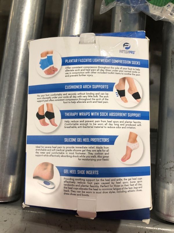 Photo 1 of Plantar Fasciitis Foot Pain Relief 14-Piece Kit – Premium Planter Fasciitis Support, Gel Heel Spur & Therapy Wraps, Compression Socks, Foot Sleeves, Arch Supports, Heel Cushion Inserts & Heel Grips
