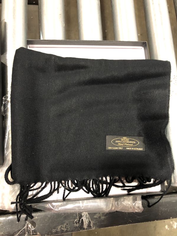 Photo 2 of Annys Super Soft 100% Cashmere Scarf 12”x72” with Gift Bag (Black)