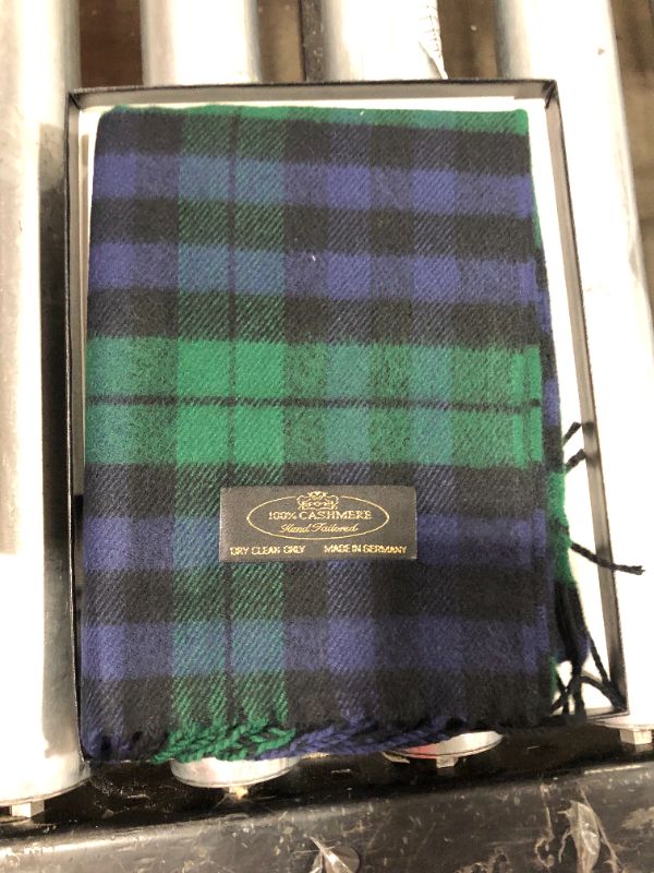 Photo 1 of Annys Super Soft 100% Cashmere Scarf 12 X 72 with Gift Bag (Green, Blue &Black)