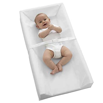 Photo 1 of Sealy Baby Soybean Comfort Waterproof 3-Sided Contoured Diaper Changing Pad for Dresser or Changing Table, White, 32” x 16”
