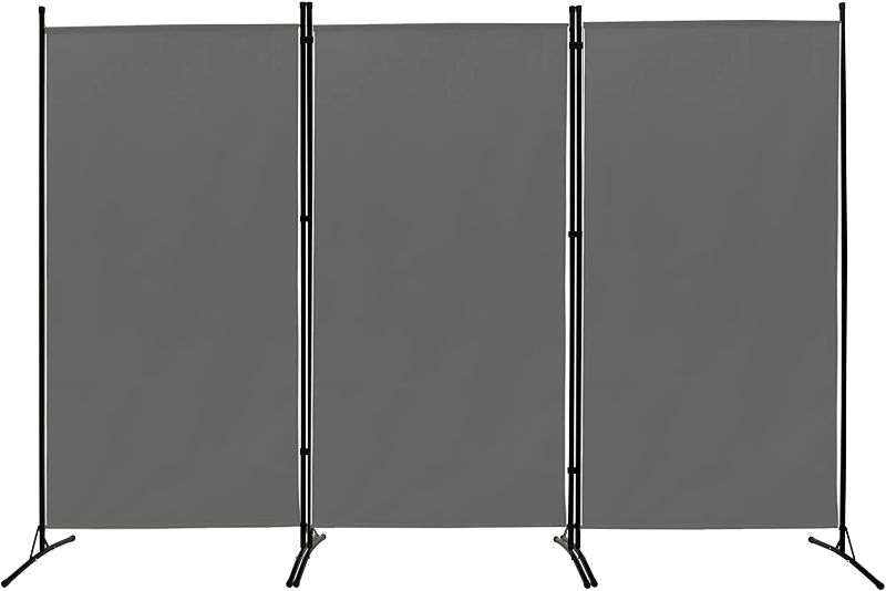 Photo 1 of ACTREY Outdoor/Indoor Room Divider (3-Panel), Folding Partition Privacy Screen for Office, School,Studio, Conference,Classroom, Dorm Room, Kids Room-102 W X 16" D x 71" H (Dark Grey)
