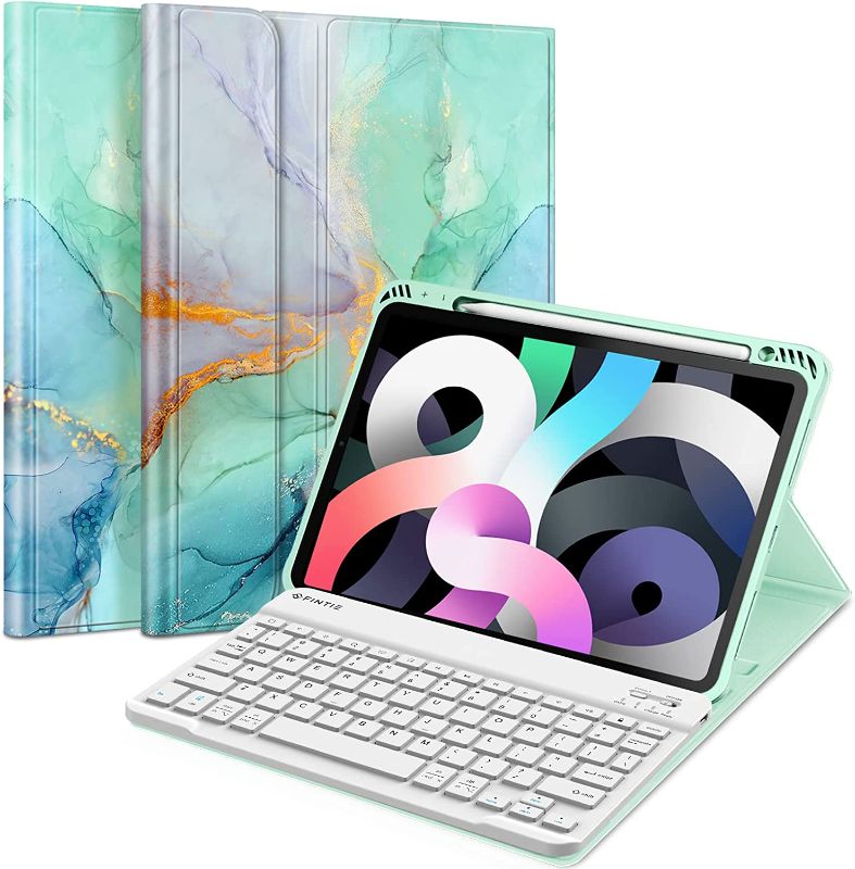 Photo 1 of Fintie Keyboard Case for iPad Air 5th Generation (2022) / iPad Air 4th Gen (2020) 10.9 Inch with Pencil Holder - Soft TPU Back Cover with Magnetically Detachable Bluetooth Keyboard, Emerald Marble
