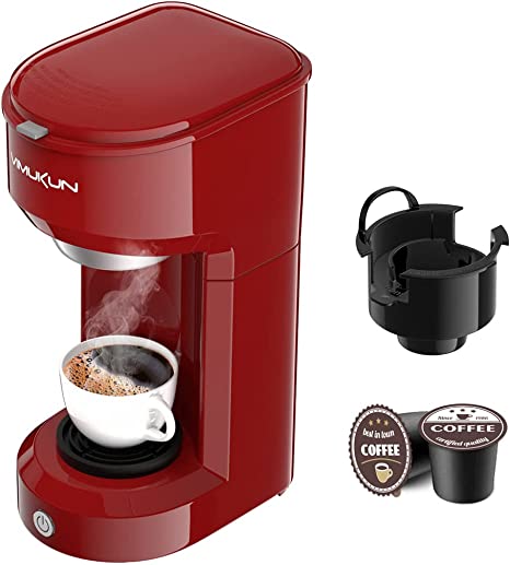 Photo 1 of Single Serve Coffee Maker Coffee Brewer Compatible with K-Cup Single Cup Capsule with 6 to 14oz Reservoir, Mini Size (Red)
