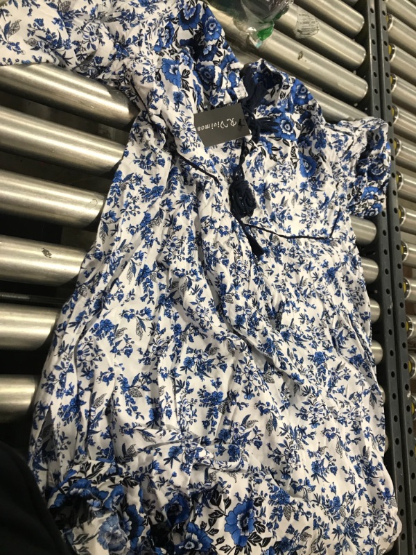 Photo 1 of Women's (XL) Blue Floral Long Dress 