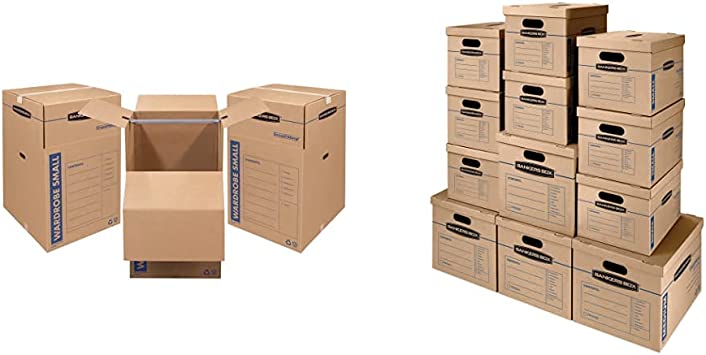 Photo 1 of Bankers Box SmoothMove Wardrobe Moving Boxes, Short, 20 x 20 x 34 Inches, 3 Pack (7710902)
