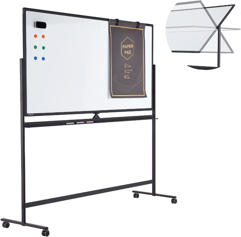 Photo 1 of large mobile roling magnetic whiteboard 360degress 70 x 36 double sided dry erase board woit stand portable white board easel on wheels for noffice home and classroom