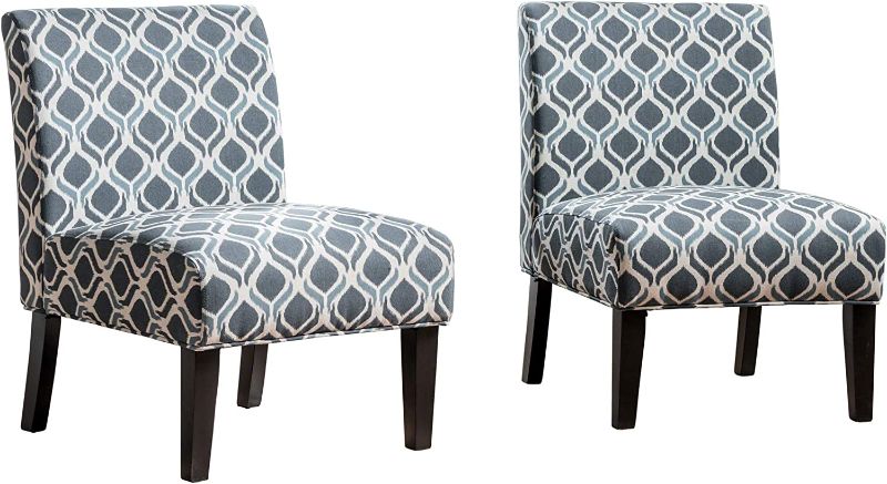 Photo 2 of Christopher Knight Home Kassi Fabric Accent Chairs, 2-Pcs Set, Blue / Navy
