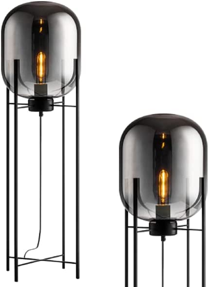 Photo 1 of YITAHOME Industrial Floor Light for Living Room Bedrooms Office Freestanding Floor Lamp with Balloon Shape Light and Quadripod Base - Black (HELTFL-8006)--- bulb not included 
