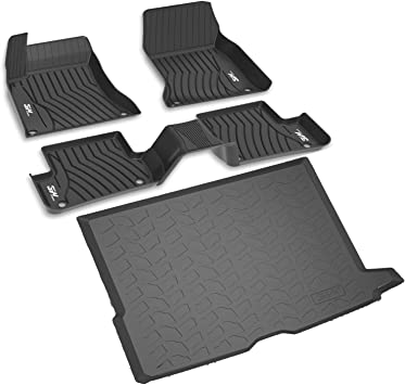 Photo 1 of 3W Floor Mats and Cargo Liner Compatible for Benz GLC Floor and Trunk 2016-2022, TPE All Weather Custom Fit Floor Liner and Cargo Mats 1st and2nd Rows Car Mats and Trunk Liner Black
