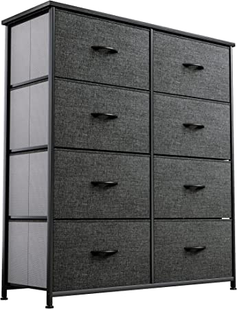 Photo 1 of YITAHOME Storage Tower with 8 Drawers - Fabric Dresser with Large Capacity, Organizer Unit for Bedroom, Living Room & Closets - Sturdy Steel Frame, Easy Pull Fabric Bins & Wooden Top (Black/ Grey)

