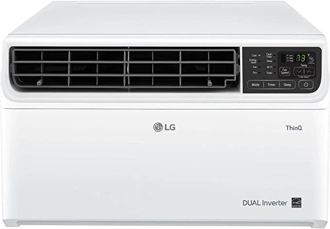 Photo 1 of LG LW1222IVSM Smart Window Air Conditioner with 12000 Cooling BTU, 550 sq. ft. Cooling Area, 310 CFM, 4 Cooling Speed, Remote Controller, 115 Volts, SmartThinQ Works with Google Assistant/Amazon Alexa, DUAL Inverter Compressor, LoDecibel Quiet Operation i