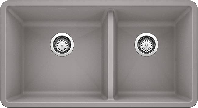 Photo 1 of BLANCO 441130 16-Inch Précis 1-3/4 Bowl Sink, Gray, 33 X 18 X 9.5
