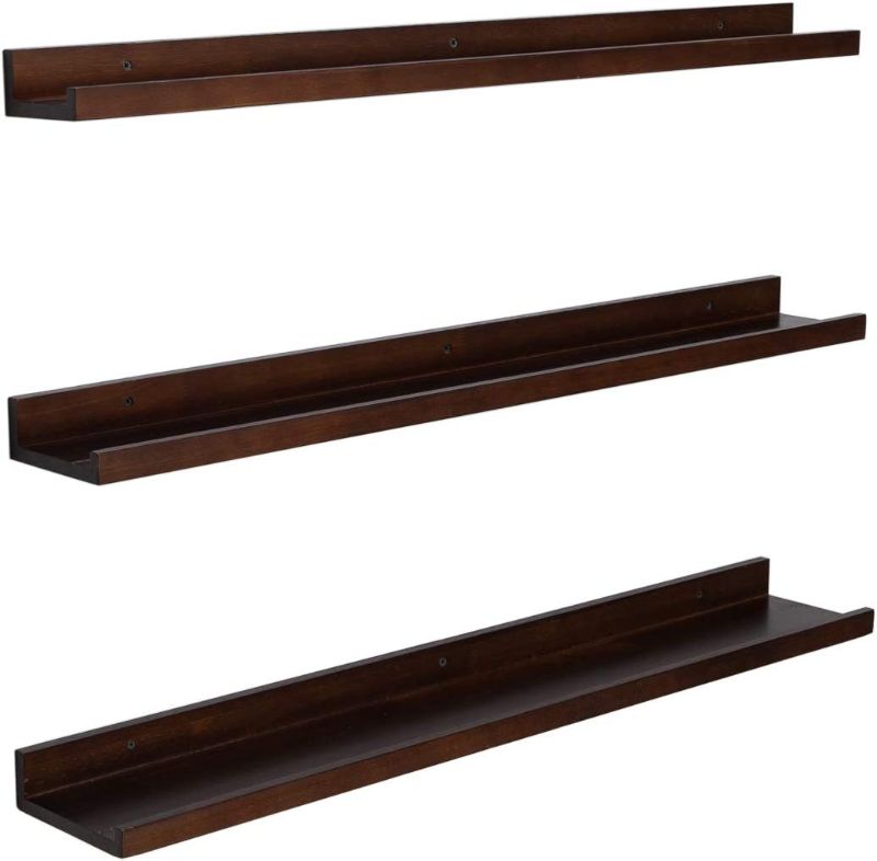 Photo 1 of 36 Inch Floating Shelves for Wall Set of 3 Espresso Wall Mounted Picture Ledge Shelf Wooden Wall Shelf Floating Bookshelves for Living Room Bedroom Kitchen Bathroom 3 Different Sizes
