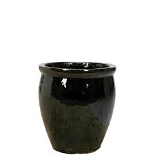 Photo 1 of 12 in. Ceramic Black Fishbowl Planter
