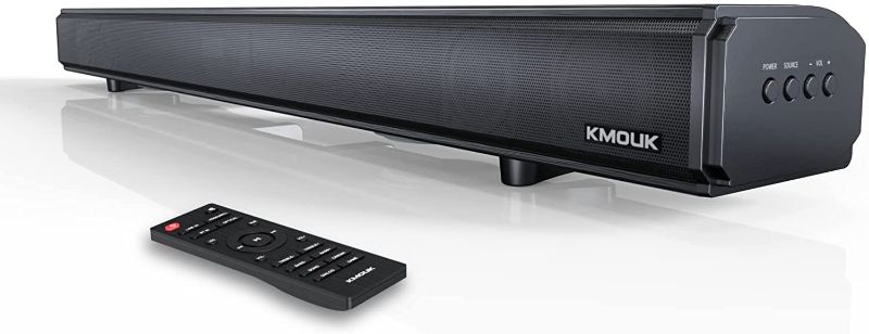 Photo 1 of Sound Bars for TV, KMOUK Sound Bar with Built-in Dual Subwoofers, Soundbar with 6 Speakers, 4 Equalizer Mode Bluetooth 5.0, HDMI ARC/Optical/AUX Connection, 100W Soundbar 2.1 with Bass
