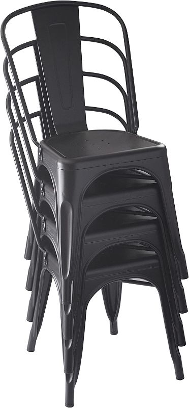 Photo 1 of Amazon Basics Metal Dining Chairs - Set of 4, Black
