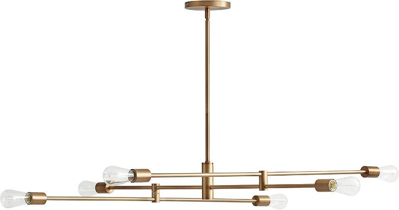 Photo 1 of Amazon Brand – Rivet Mid-Century Modern Metal Rod Ceiling Pendant Light Chandelier - 48.9" x 42.6" x 43. 1", Brass
