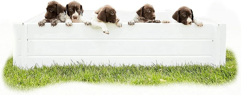 Photo 1 of Clean Earth Works - 48” x 48” - White Large Vinyl Plastic Whelping Box & Puppy Playpen, Good for All Animals - Indoors & Outdoors - 48”L x 48”W x 11”H
