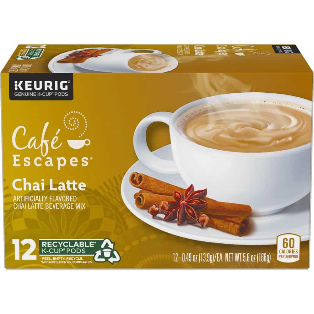 Photo 1 of 12 Ct Café Escapes Chai Latté K-Cup® Pods. - Kosher Single Serve Pods FRESHEST BY 6/21/2021
