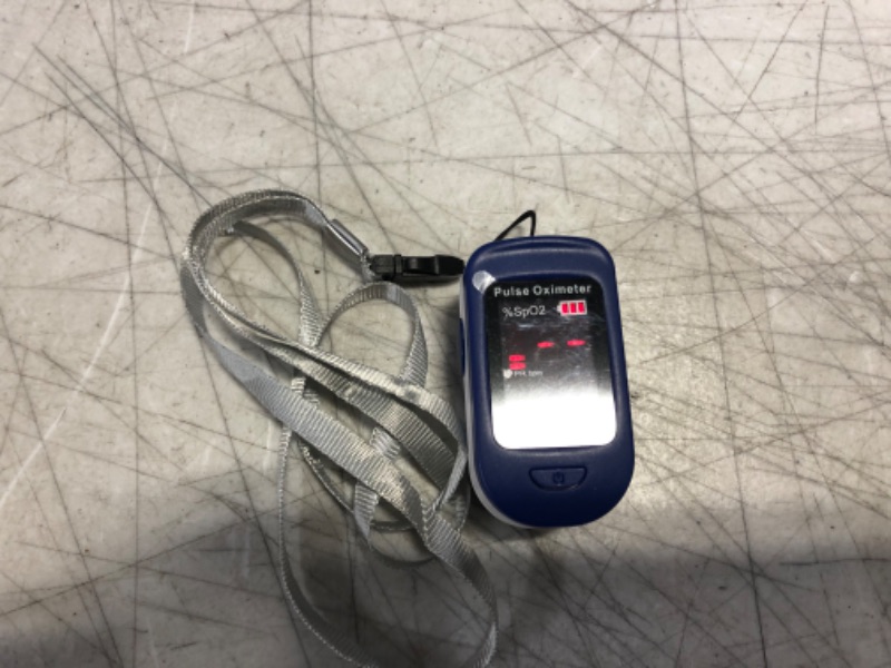 Photo 2 of Zacurate 500BL Fingertip Pulse Oximeter Blood Oxygen Saturation Monitor with Batteries and Lanyard Included (Navy Blue)

