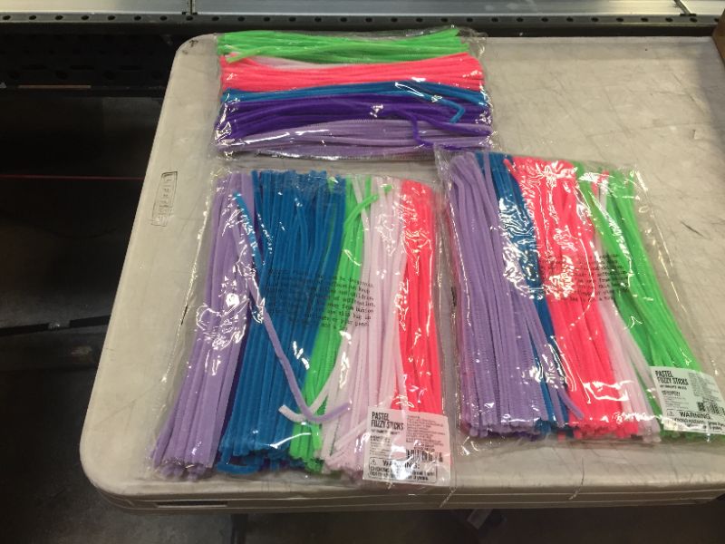Photo 2 of Horizon Group USA Pastel Bendi Sticks, Pipe Cleaners, Chenille Stems, Fuzzy Sticks 200 Pack , Multicolor 3 pack 
