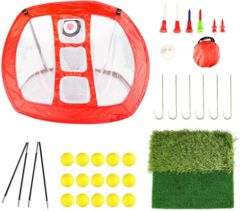 Photo 1 of Asyxstar Golf Chipping Net – Golf Practice nets for Backyard Collapsible 3 Target Driving and Swing Golf net with 15 Foam Balls Golf Accessories for Men Golf Gifts
