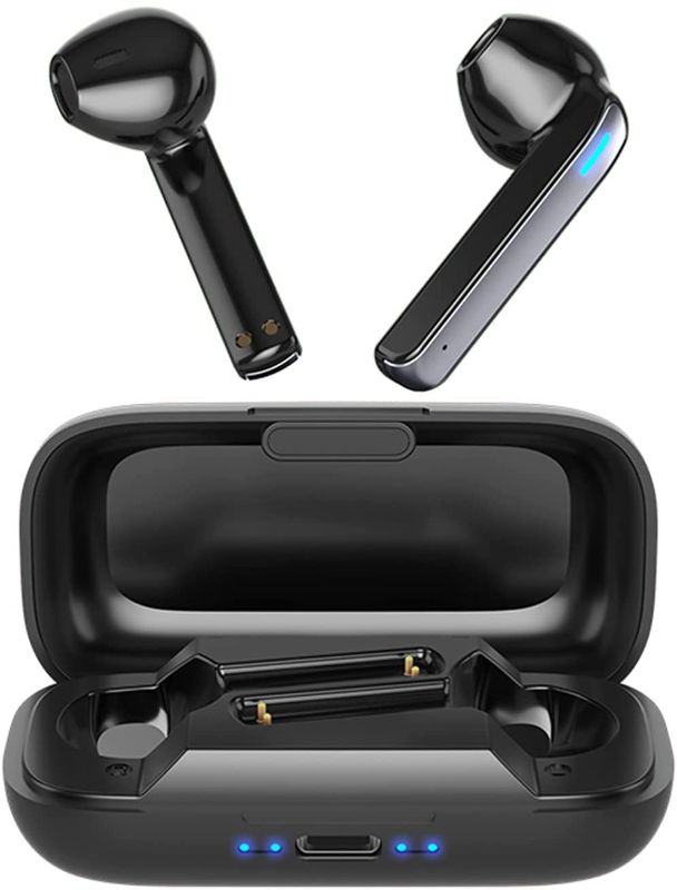 Photo 1 of STKTON Wireless Earbuds Bluetooth 5.0 in-Ear Headphones with Charging Box, subwoofer with TWS Stereo Headphones, Water-Proof,Clear Calls, Suitable for Game and Trip and Sports (Black) FACTORY SEALED