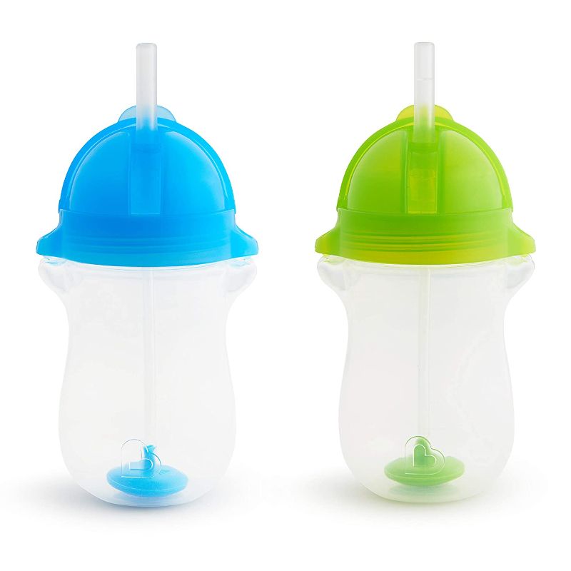 Photo 1 of Munchkin Click Lock Any Angle Weighted Straw Cup, 10 Ounce, 2 Count, Blue/Green
