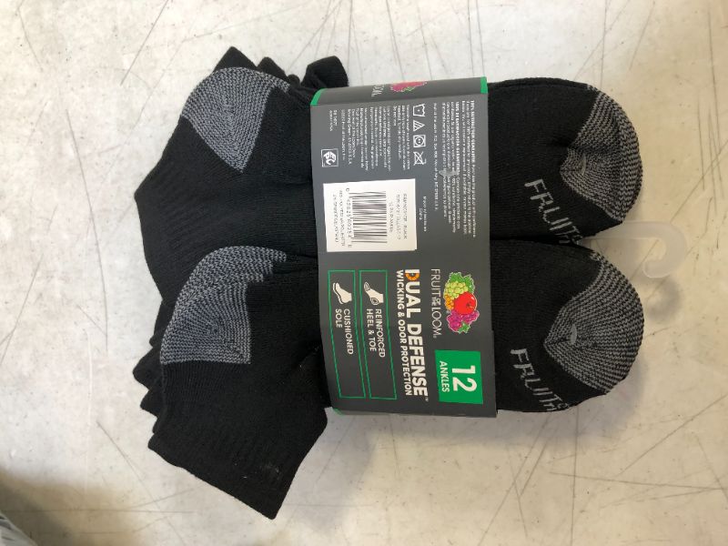 Photo 2 of Fruit of the Loom Men's Half Cushion Dual Defense Ankle Socks (12 Pack) size 6-12