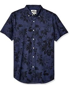 Photo 1 of Goodthreads Men's Standard-Fit Short-Sleeve Printed Poplin Shirt LARGE