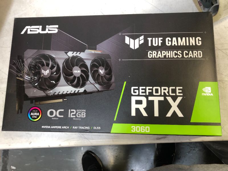 Photo 4 of SEALED - ASUS TUF Gaming NVIDIA GeForce RTX 3060 V2 OC Edition Graphics Card (PCIe 4.0, 12GB GDDR6, HDMI 2.1, DisplayPort 1.4a, Dual Ball Fan Bearings, Military-Grade Certification, GPU Tweak II)