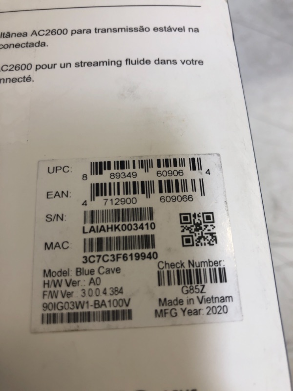 Photo 1 of ASUS AC2600 WiFi Router (Blue Cave) - Dual Band Gigabit Wireless Router, Featuring Intel WiFi Technology, Works with Alexa, AiMesh Compatible,  , White

