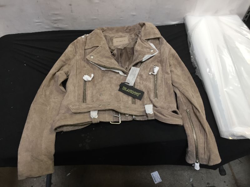 Photo 2 of [BLANKNYC] Womens Luxury Clothing Cropped Suede Leather Motorcycle Jackets, Comfortable & Stylish Coats SIZE MEDIUM
